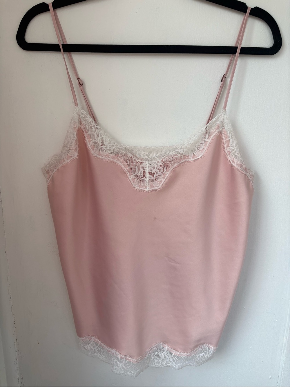 Oysho Blush Pink Lace Trim Slip Cami Top